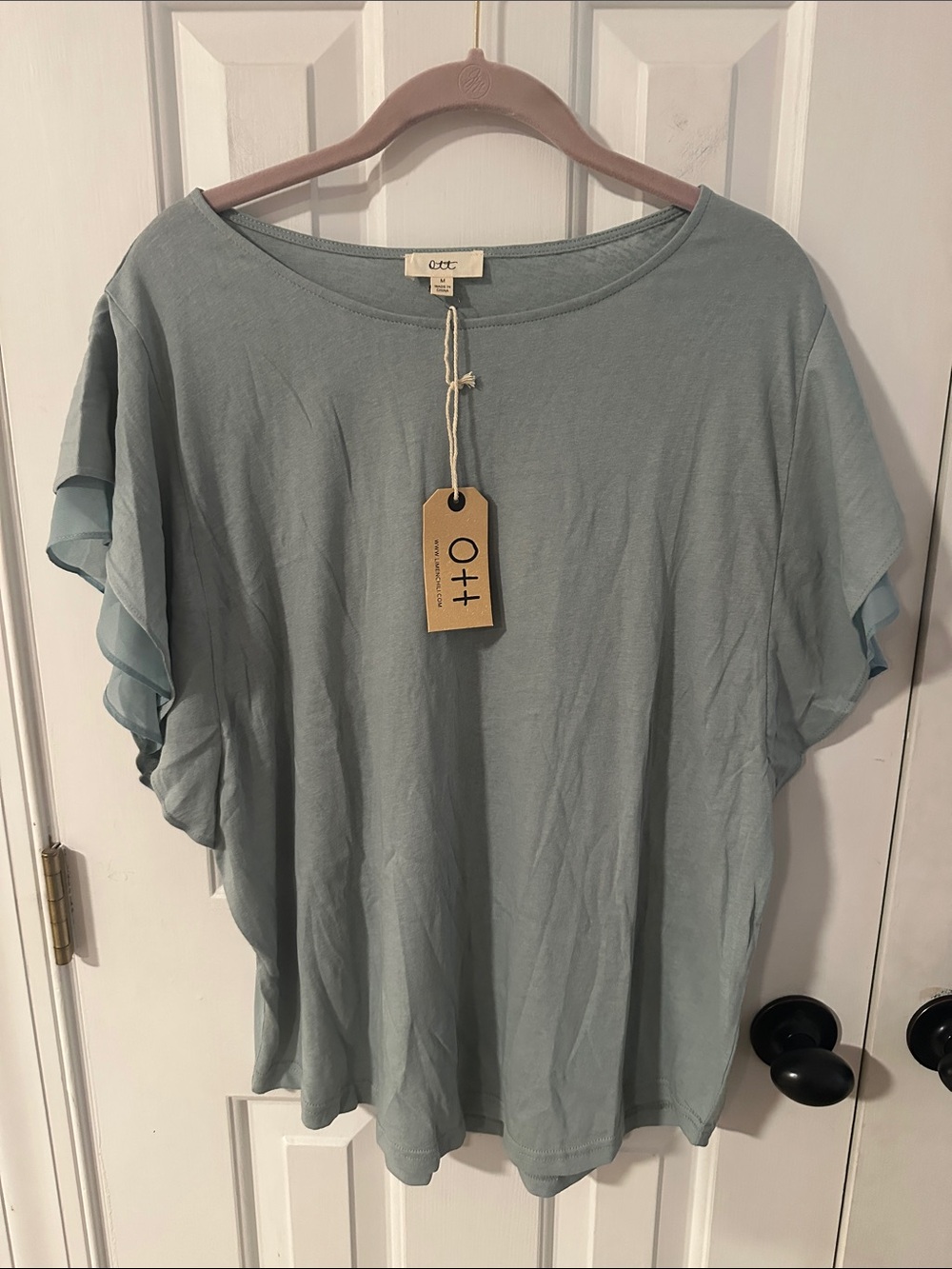 Ott Ruffle Sleeve Women's Top in Sea Blue